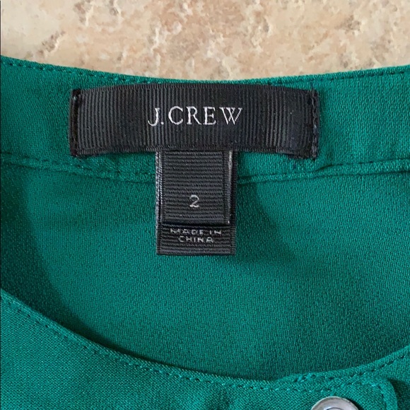 JCREW Green Half Button-Up Top Size 2 - Picture 2 of 4